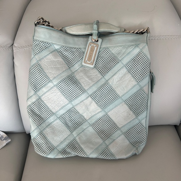 B. Makowsky Mint Leather Hobo — Leopard Lining, Chain Strap - Picture 1 of 11